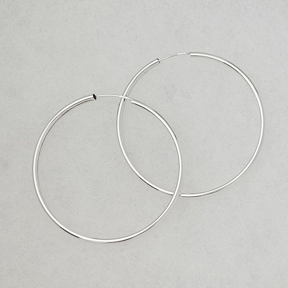 Silpada Rare Sterling Silver Sleek Seamless 2" Hoop Earrings W2250 - Picture 11 of 16